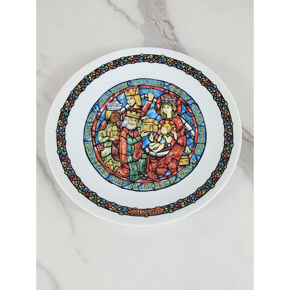 Christmas Three Wise Men Three Kings Vitrail Stain Glass 1979 Porcelain Limoges - Picture 9 of 13